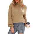 thumbnail image 3 of Asklazy Women's Turtleneck Oversized Sweaters Batwing Long Sleeve Pullover Loose Chunky Knit Jumper,Khaki, 3 of 13