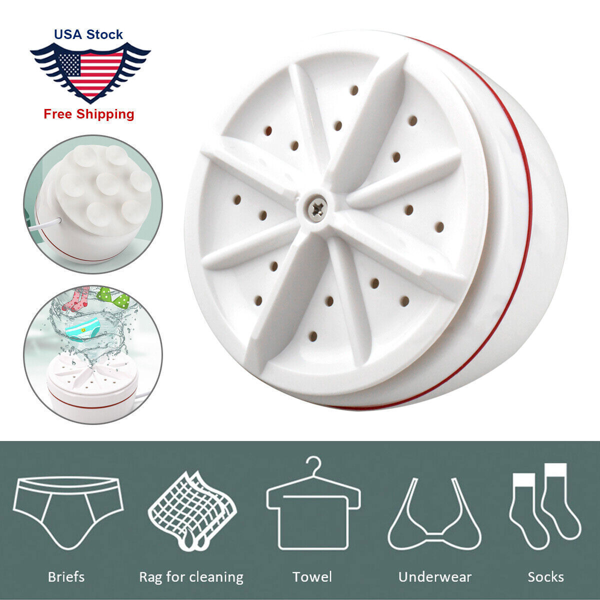 Mini Washing Machine Ultrasonic Turbine Laundry Washer Portable Travel Home