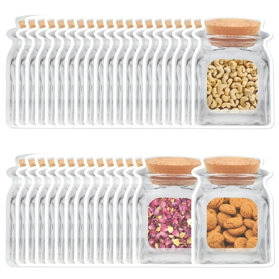 ACDANC 100 Pcs Reusable Mason Jar Bags - Large Food Storage Ziplock, 5.5" X 7.8" Plastic Zipper Leakproof for Freezer, Kitchen, Camping, Picnic Organizer