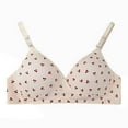 thumbnail image 3 of ALLLIST Wireless Women's Bras Unlined Full Coverage Training Beige Cherry Prints Cozy Bralette for Women Size S-XL, 3 of 4