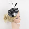 thumbnail image 2 of Flor Fascinator Cinta Rejilla Pinza De cabellero Boda Negro, 2 of 6