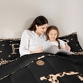 thumbnail image 4 of Meiyoeat Stylish Leopard Letter P Queen Comforter Set 3pcs for Women Adults, Modern Polka Dot Bedding Comforter Set, Black Beige Brown,Black Reversible, 4 of 6