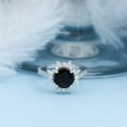 thumbnail image 3 of Lab Created Black Diamond Cocktail Ring with Moissanite, Nature Inspired Floral Ring, 10K White Gold, US 9.00, 3 of 7