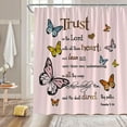 thumbnail image 2 of Inspirational Quote Trust in The Lord Shower Curtain Butterfly Motivational Words Romantic Modern Bathroom Decor Fabric Curtain with Hooks, 2 of 2