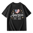 thumbnail image 4 of Tfken Girls Tees For Summer Print Short Sleeve Crew Neck Tops For Independence Day Fashion Kids Comfortable Shirts Black Size 3-4 Years, 4 of 4
