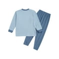 thumbnail image 6 of Jizyo Kids Boys Girls Long Johns Thermal Underwear Set Long Sleeve Rabbit Printed Crewneck T-Shirt and Elastic Waist Pants Blue 2-3, 6 of 7