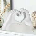 thumbnail image 3 of Heart Hands Sculpture,  White Decor Living Room Accent Home, Cute Table Statue Love Decorations, Modern Art Sculpture Personalized Finger for Living Room, Wedding, Office Desktop, Cabinets, 3 of 5