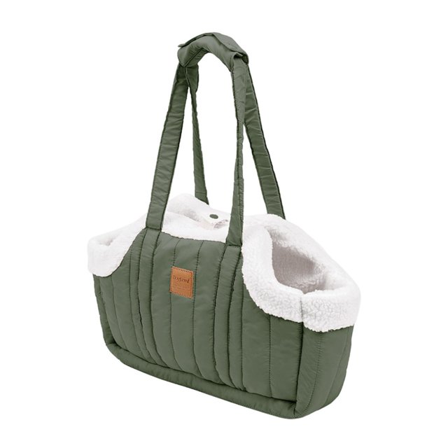 Bolsa de transporte para gatos gruesa de invierno, bolsa de viaje para gatitos, resistente, para exteriores, para gatos pequeños y medianos, animales verde