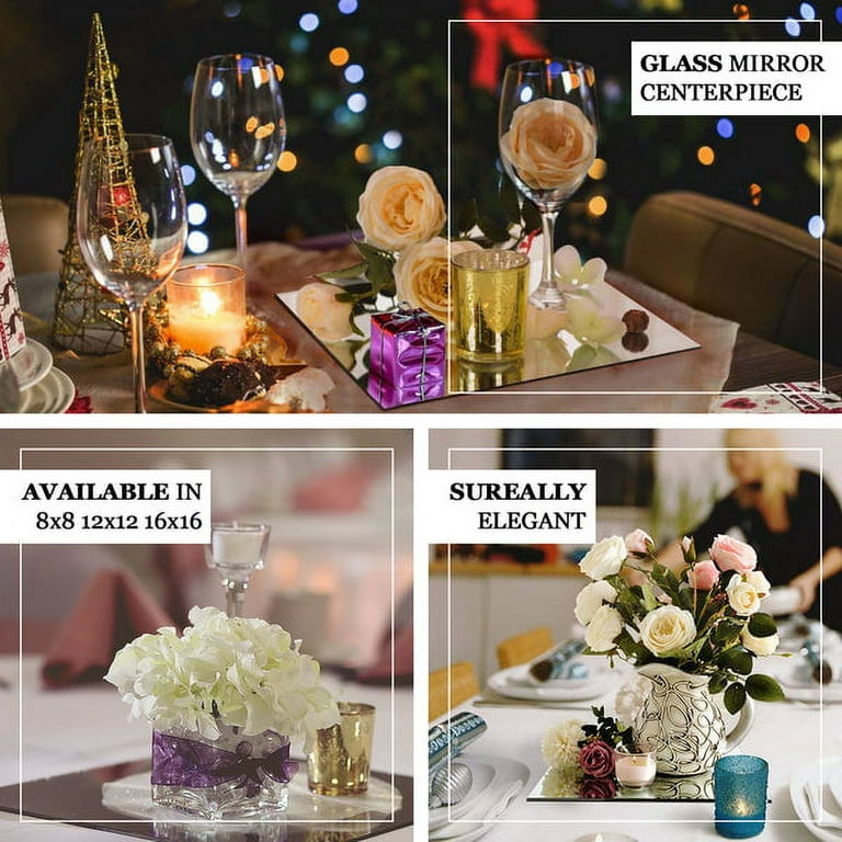Efavormart 10 Square Glass Mirror Wedding Party Table Decorations Centerpieces - 6 Pcs
