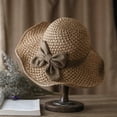thumbnail image 3 of Versatile Retro Woven Handmade Sun Hat with Ruffled Bow Elegant Crochet Hats for Women Foldable Breathable Beach Hat Wide Brim Womens Straw Hat, 3 of 9