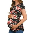 thumbnail image 3 of Bearsland Women's Short Sleeve Maternity T-Shirt Pregnancy Clothes 3-Pack, 3 of 9