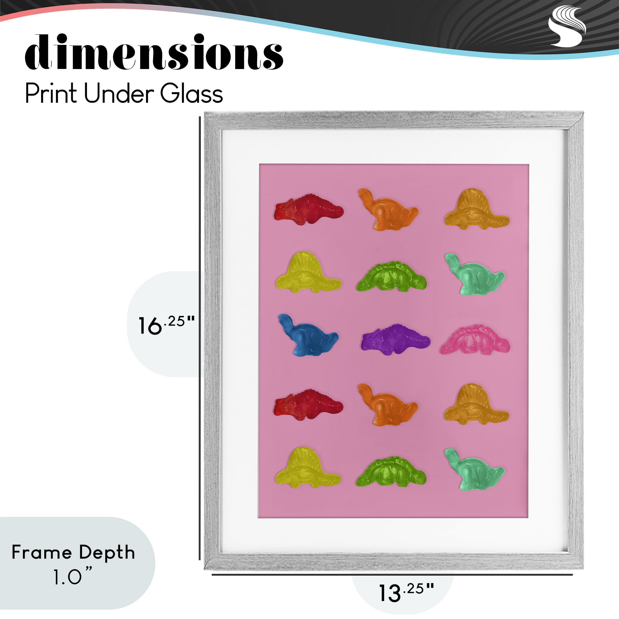 Stupell Industries Dinosaur Candies on Pink Gray Framed Print Under Glass, design by LISH Creative