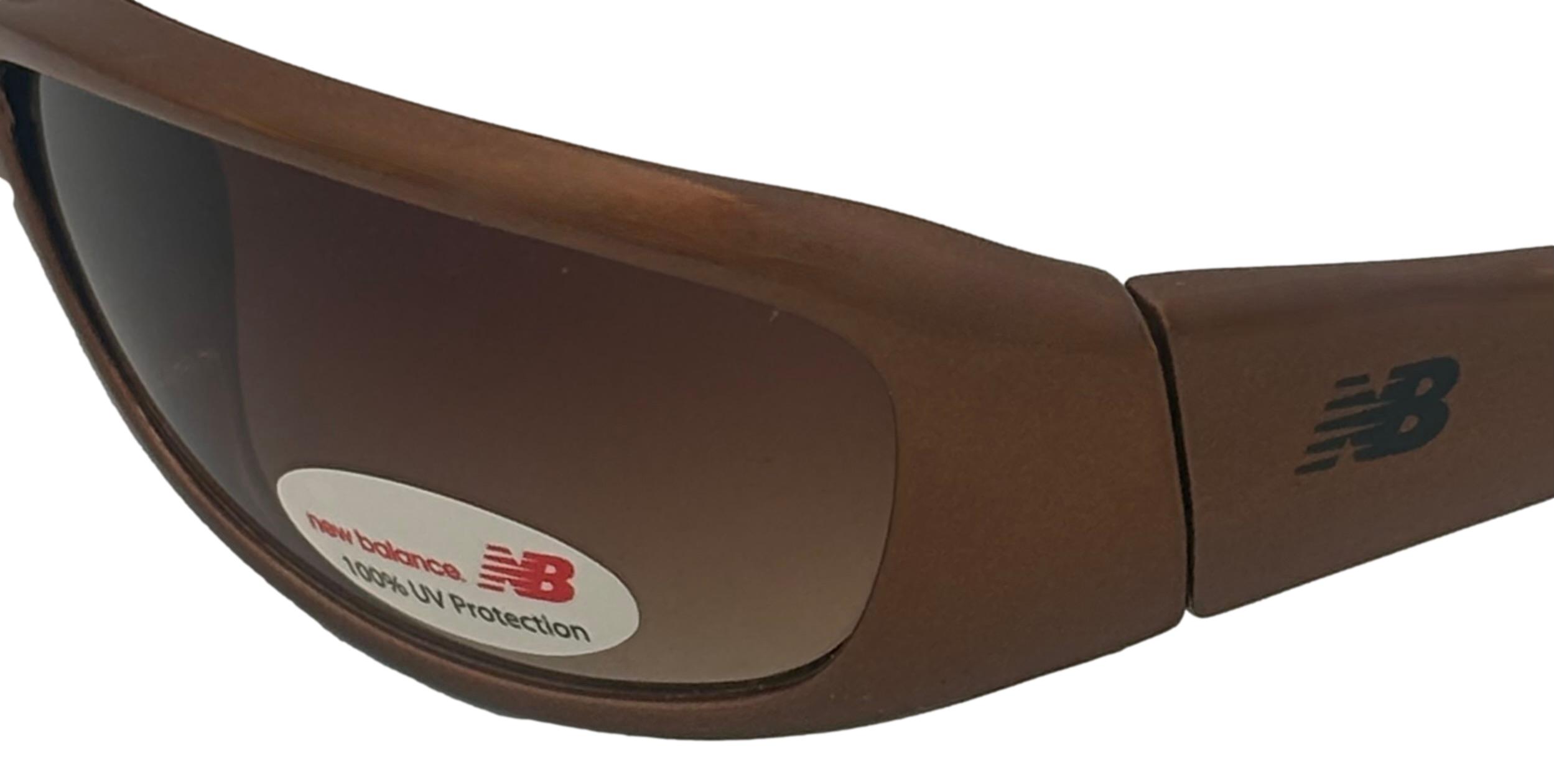 New Balance Men's Rectangle Pearl Brown Wrap Gradient Lens Sunglasses