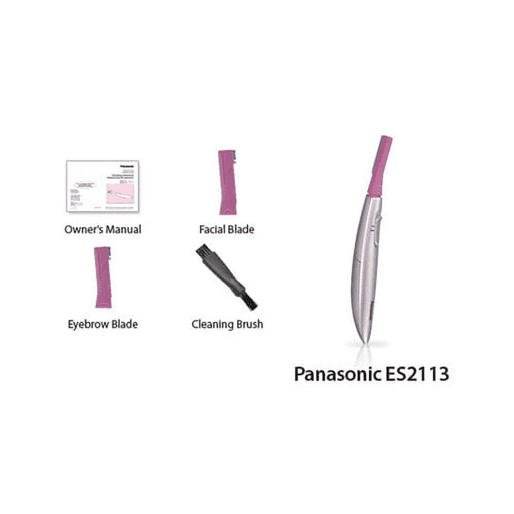 Panasonic Facial Hair Trimmer for Women ES2113PC, with Pivoting Head and Eyebrow Trimmer Attachments, Dry Use, Battery-Operated