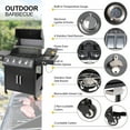 thumbnail image 4 of Propane Gas Grill 4 Burners a Side Burner Steel Grill Cart Outdoor Cooking BBQ, 4 of 6