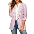thumbnail image 3 of Women's Striped Blazer Open Front Lightweight Long Sleeve Jacket Business Casual Office Work Wear Top, 3 of 6