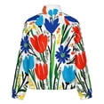 thumbnail image 6 of Jackets for Women Winter Coat Jackets Flannel Stand Collar Jacket(Colorful Floral Bouquet Bright Art,Size:S-4XL), 6 of 7