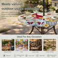 thumbnail image 6 of Round Outdoor Tablecloth with Umbrella Hole and Zipper, Gnomes Daisy Farmhouse Tablecloth with Elastic Waterproof, Pastoral Vintage Garden Floral Patio Table Covers for 31" - 35" Picnic Pool Tables, 6 of 9