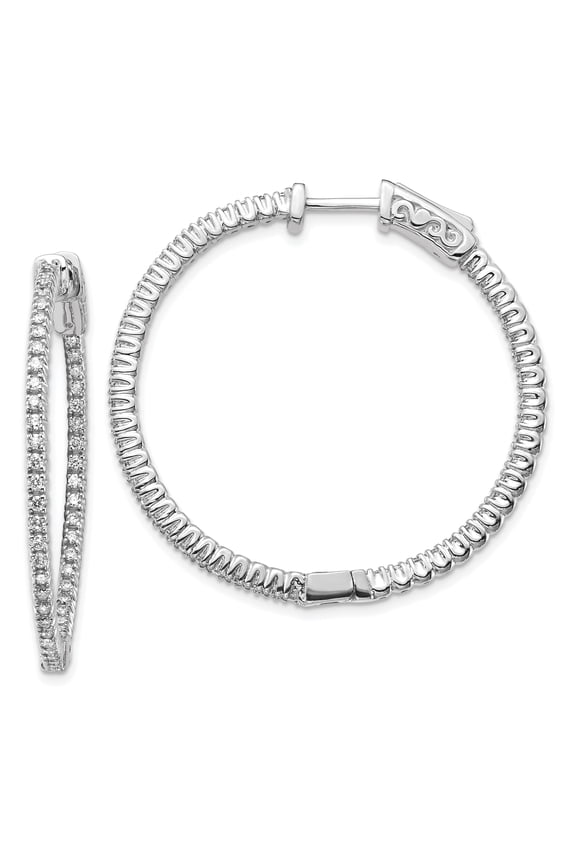 14kw Oro Spotlight Lab Grown Dia. SI+, H+, Round Hoop w/Safety Clasp Earr 0.8CTW