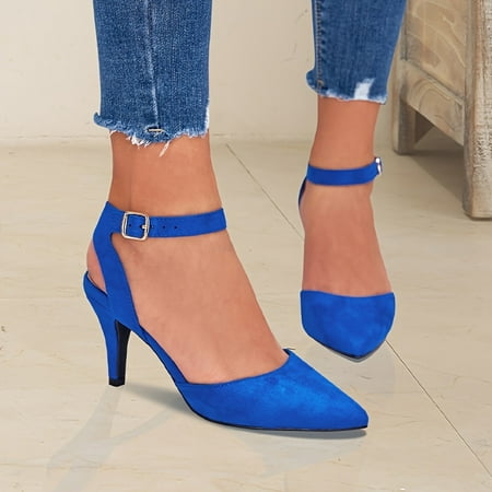 

Women‘s Ankle Strap Slingback High Heels Solid Color Pointed Toe Stiletto Heels Fashionable Pumps