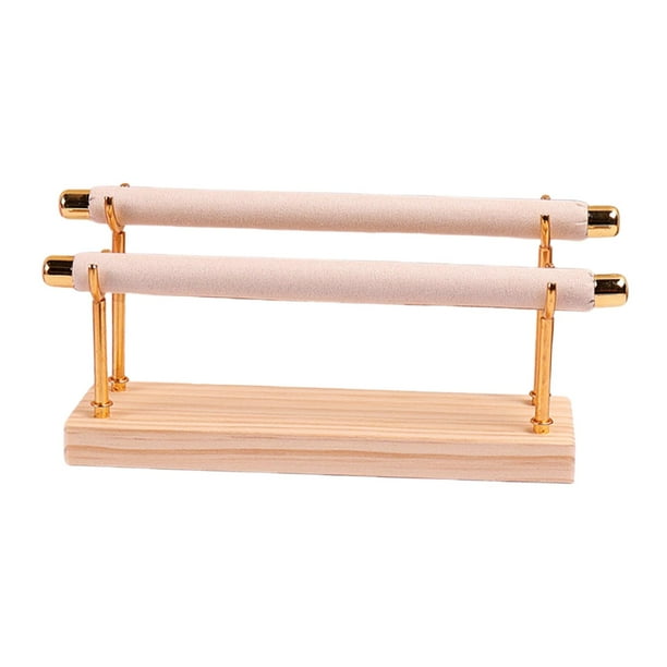 Organizador de joyas con base de madera, expositor multiusos para pulseras 2 niveles