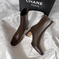 thumbnail image 2 of Botines cuadrados de cuero suave para mujer, botas cómodas de tacón alto con cremallera, zapatos de temperamento Simple, moda de otoño, 2 of 4
