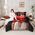 thumbnail image 4 of Homewish Black Girl 3 Pieces Queen Comforter Set For Teens Female Adults,Chic Flowers Ultra Soft Bedding Sets,Fashion Modern Bedding Comforter Set,Lightweight Room Decor,Reversible, 4 of 8