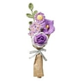 thumbnail image 2 of Ramo de Rosas Tejidas a Mano Flores Simuladas de Acrílico Púrpura con Hojas Verdes, Arreglo Floral de Ganchillo Decorativo, Regalo o Decoración para el Hogar, 36cm, 2 of 5