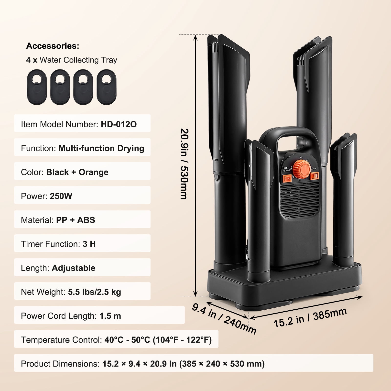 KFFKFF 4-Post Boots Dryer, Efficient Shoe Dryer with Ozone Sanitization  and Timer, Adjustable Shoe Warmer Snow Boots, Canvas Shoes, and Socks