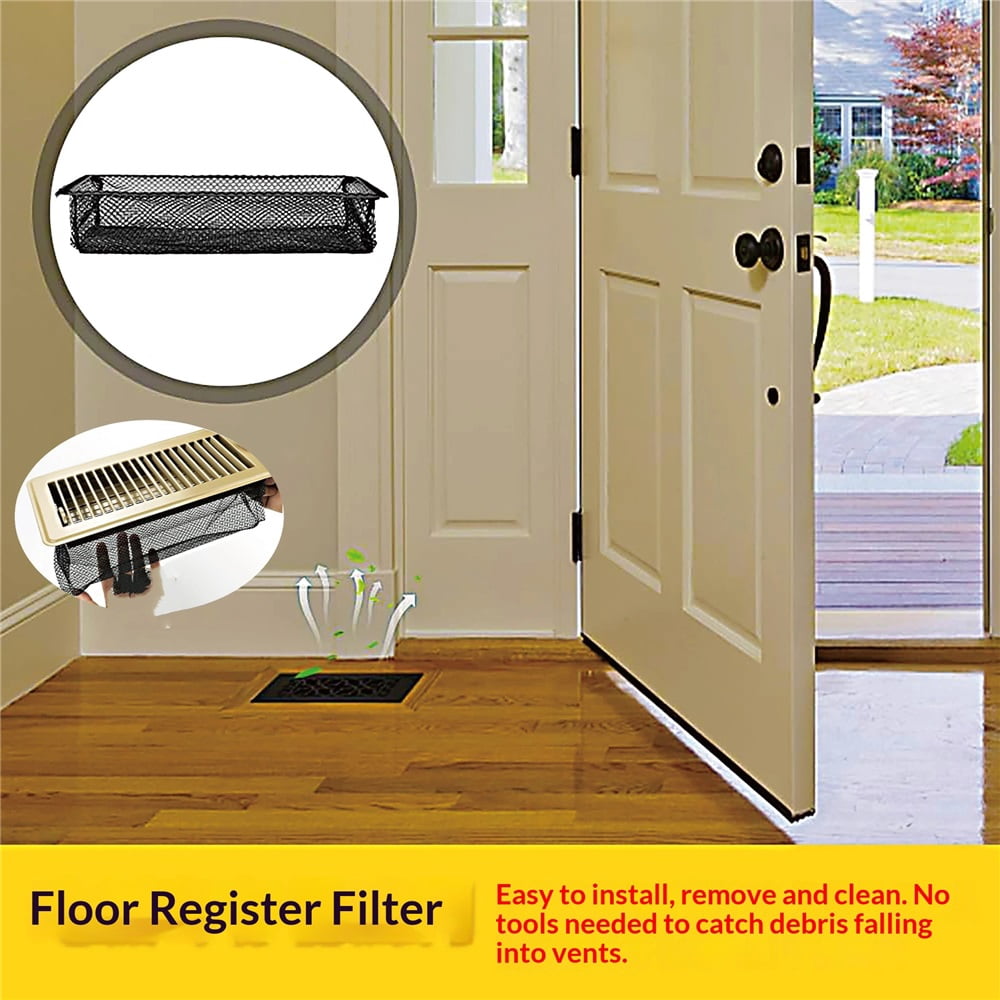 8 pack Floor Register Vent Cover Filter Net, 4"x10" Air Vent Screen Mesh Covers Catcher Filter Hoods for Home Floor Registers Vent Filters, Black