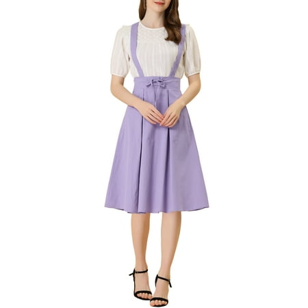 Women s Cute Suspender Skirt High Waist Overall Corset Skater Skirt Short Mini Dress S Violet