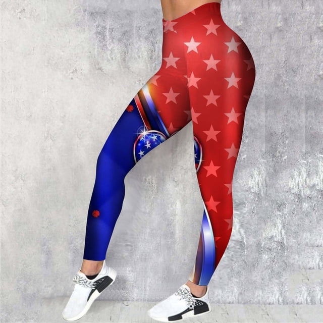 MKLEKYY Leggings de mujer de vestir, leggings estampados del Día de la Independencia para mujer, leggings de ejercicio físico, pantalones de yoga
