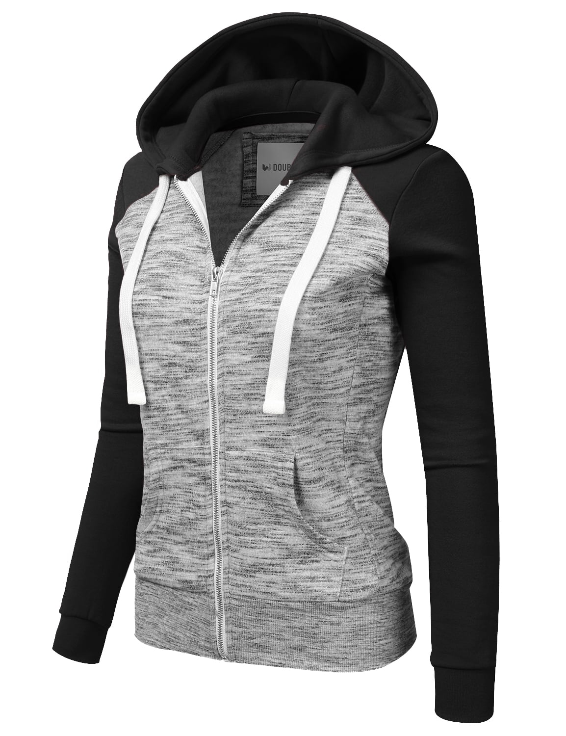 DOUBLJU Women's Zip-Up Fleece Hoodie - Lightweight Casual Jacket Plus Size