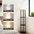 thumbnail image 4 of Foukus 63" Round Shade Floor Lamp with Shelves: Lamp for Living Room with 3 Adjustable Color Temperatures, Display Bookshelf for Home, Bedroom, Study - Black (Bulb Included), 4 of 6