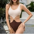 thumbnail image 2 of Wycnly Bathing Suits for Women Womens Swimsuits Womens Bikini Fashion Color Block Cut out High Waist One Piece Bathing Suit Ladies Girls Padded Push up Slim Athletic Swimwear One Piece Swimsuit, 2 of 7