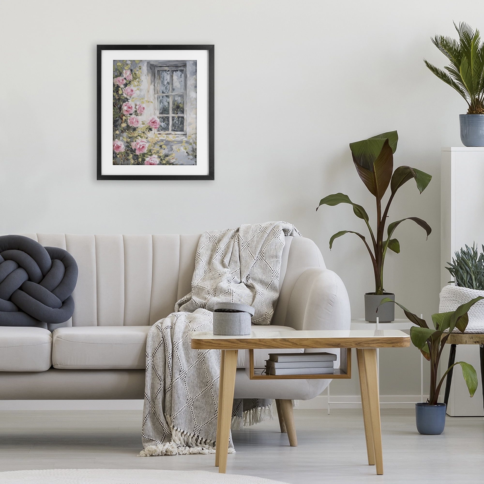Stupell Industries View Of Roses Cottage Window Black Framed Print Under Glass, design by LSR Design Studio