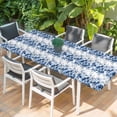 thumbnail image 2 of Blue Floral Table Cloths for 8 Foot Rectangle Tables, Vintage Farmhouse Garden Flower Leaves Patio Waterproof Elastic Fitted Tablecloths, Washable Rectangular Table Cover for Camping, 2 of 8