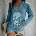 thumbnail image 2 of Women's Rhinestone Skull Tank Tops, Long Sleeve Spring Autumn V Neck Sleeveless Shirts Tops, S-2XL, 2 of 3