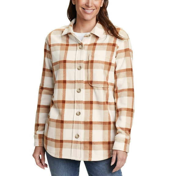 Eddie Bauer Ladies' Microfleece Button-Up Shirt, Tan XXL