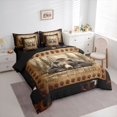 thumbnail image 2 of Castle Fairy Jungle Bear 7-Piece Twin Bedding for Teens,Western Vintage Cow Print Bedding Comforter Set,Brown Black Cream,Black Reversible, 2 of 7