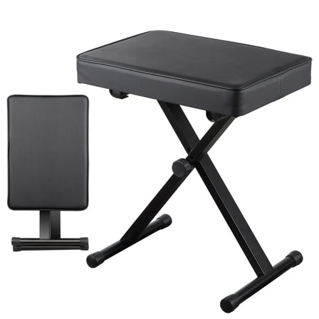 FASCK  Adjustable Padded Piano Bench,Foldable Piano Stool Chair Seat, Non-Skid Keyboard Bench, X-Style Portable Stool, Black