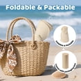 thumbnail image 5 of OZERO Women Sun Straw Visor Hat: Beach Hats Wide Brim Summer Ponytail Hat UV Protection Foldable Packable, 5 of 7