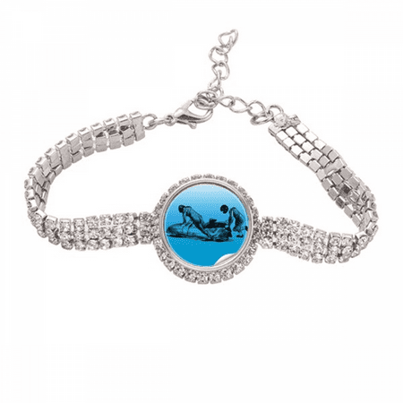 Winter Sport Skiing Skis and Boots Illustration Tennis Chain Anklet Bracelet Diamond Jewelry