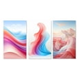 thumbnail image 2 of Designart "Light Pink Blue Waves Abstracted" Abstract Shapes Wall Art Set Of 3 - Transitional Blue Canvas Set For Living Room Decor, 2 of 6
