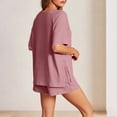 thumbnail image 5 of CheerKidz Womens Loose Fits Solid Color Short Sleeve Round Neck T-Shirt and Shorts Set Casual Comfortable Two Piece Outfit for Home Wear and Summer Vacation, 5 of 7
