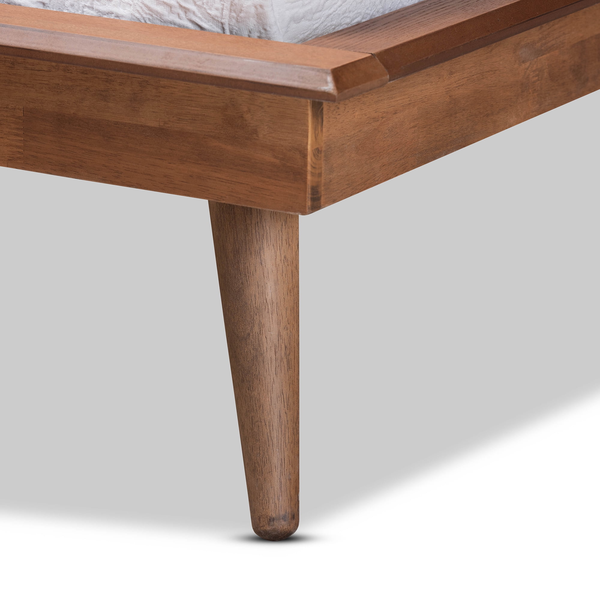 Baxton Studio Karine Wood Platform Bed Frame, Twin, Ash Walnut
