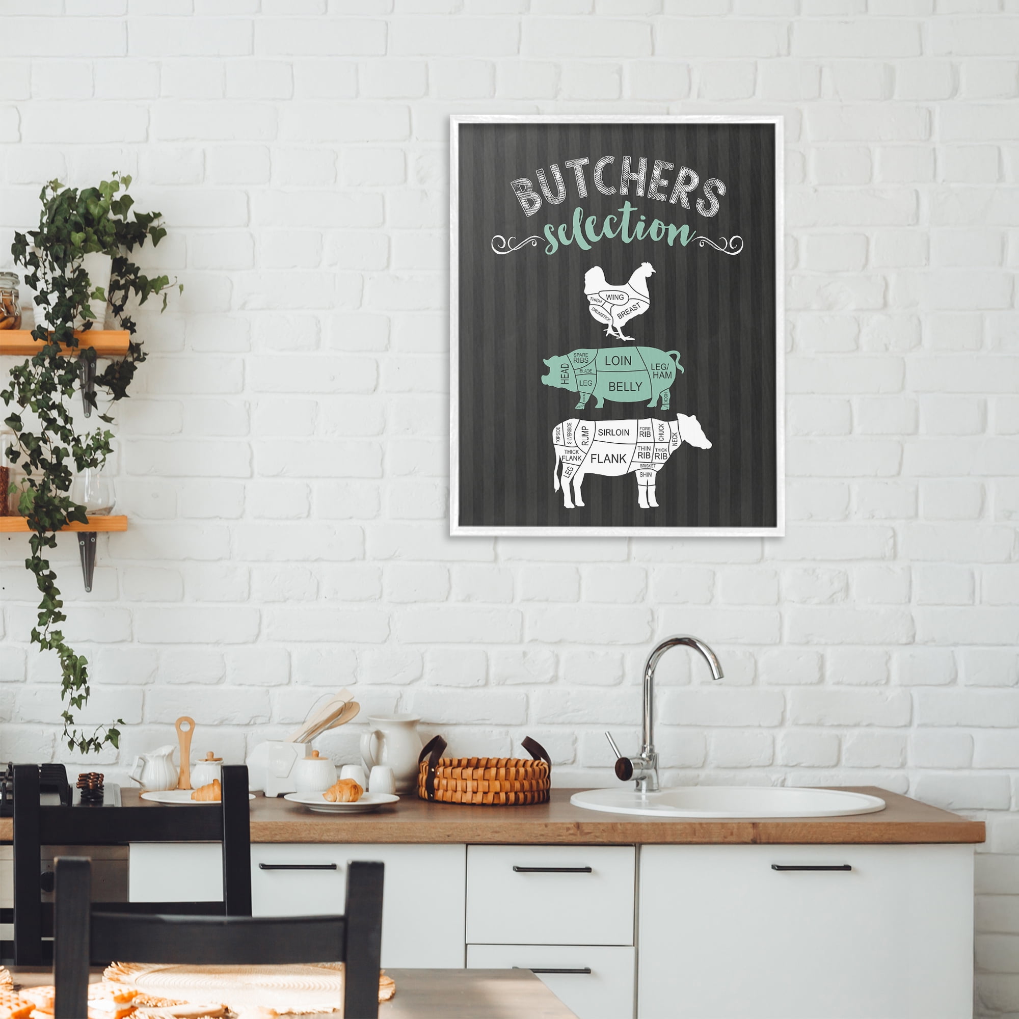 Butchers Selection Black & Green White Framed Giclee Art, design by Lettered and Lined