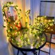 thumbnail image 5 of Guirnalda de luces artificiales con hojas verdes y flores de 2 a 10 m, guirnalda navideña alimentada por USB o batería para decoración del hogar, 5 of 5