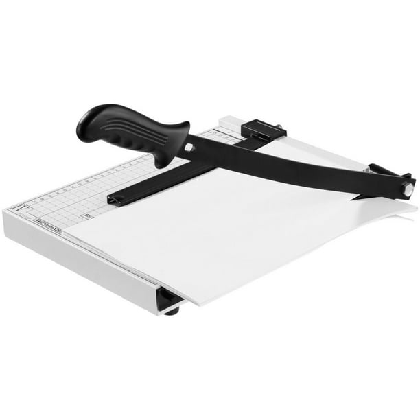 Guillotina cortadora de papel profesional, tabla de cortar con longitud de corte de 12 y capacidad para 10 hojas, cortadora de papel resistente con barra guía, bloqueo de hoja de seguridad