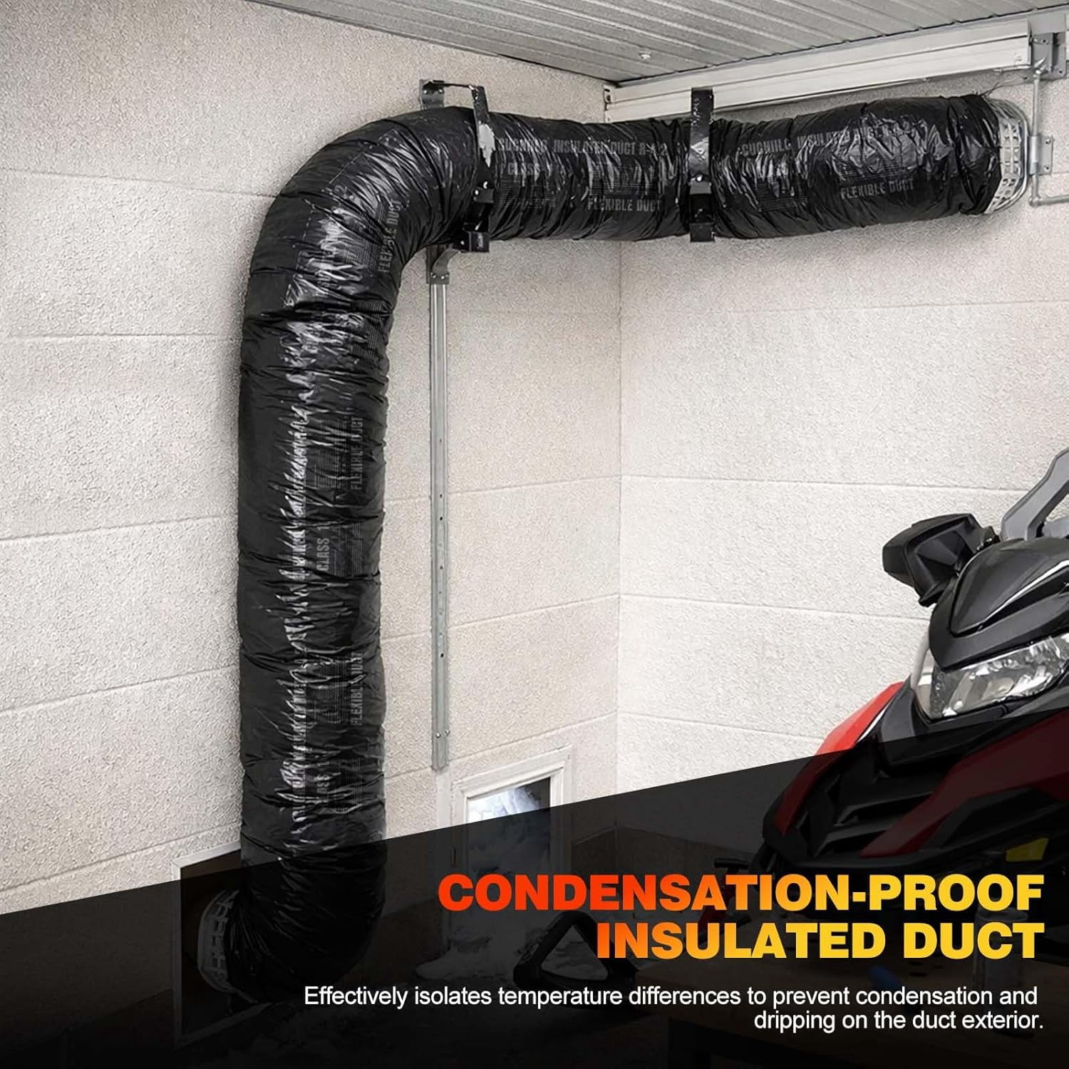 4 Inch Insulated Flexible Duct 25 FT, R4 HVAC Flex Duct Black Jacket, Owens Corning Fiberglass, Ventilation